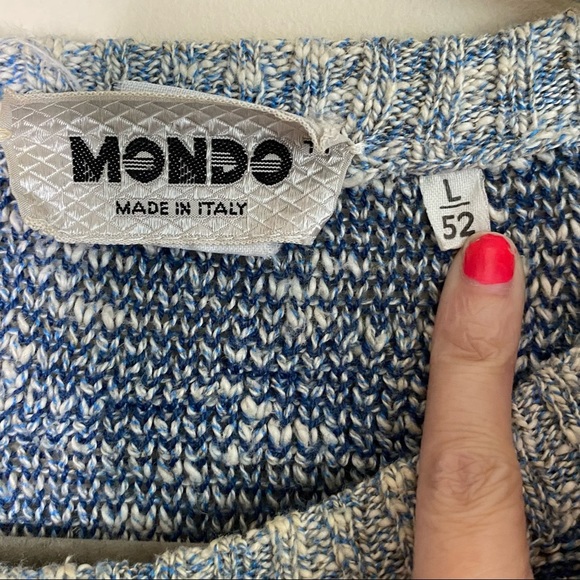 Vintage Mondo Sweater Hidden Sailboat Blue White - Picture 5 of 7